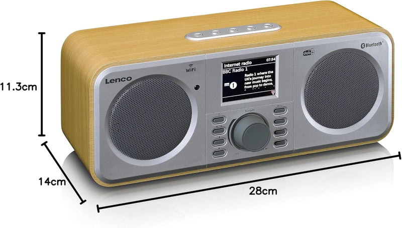 Lenco DIR-141 Internetradio - DAB+ - Bluetooth - W-LAN Verbindung - Zwei Weckzeiten - 2 x 5 Watt RMS