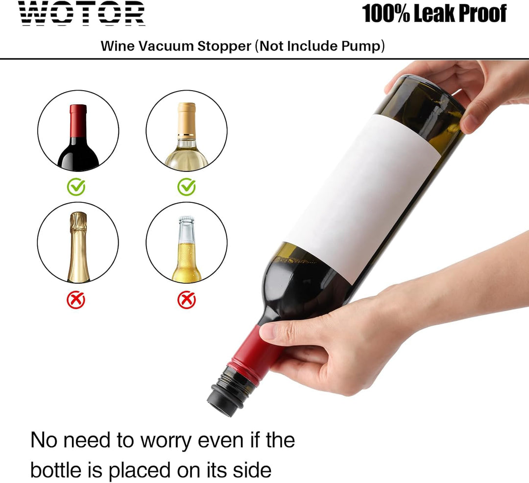 WOTOR Weinpumpe Vakuum Stopper, Weinflaschenverschluss, Hält Wein Frisch, 24 Stoppers, Schwarz, 24 S