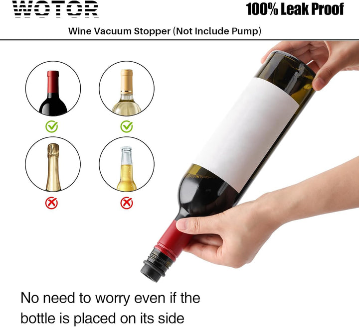 WOTOR Weinpumpe Vakuum Stopper, Weinflaschenverschluss, Hält Wein Frisch, 24 Stoppers, Schwarz, 24 S