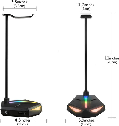 Geekria ABS RGB Kopfhörer-Ständer für Over-Ear-Kopfhörer, Gaming-Headset-Halter, Schreibtisch-Displa