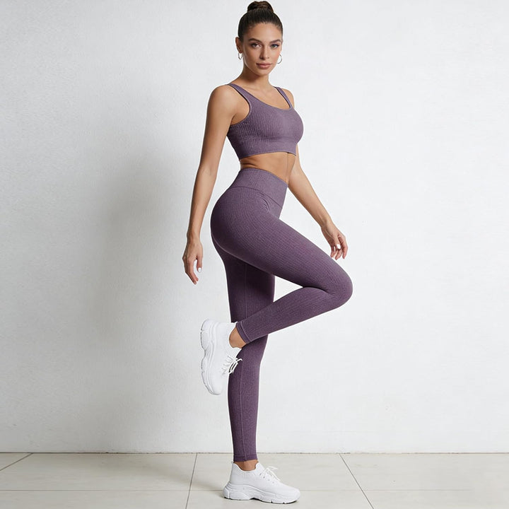dohomiryo Damen Sportanzüge Jogginganzug Sport Sets 2 Teilig Workout Outfit Set Sport Crop Top+Hohe
