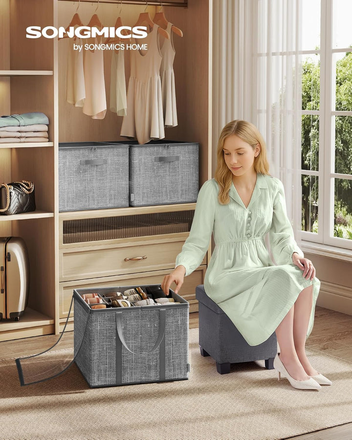 SONGMICS Schuh-Organizer, 2er Set, jeder für bis zu 16 Paar Schuhe, Schuhaufbewahrung, Griffe, trans