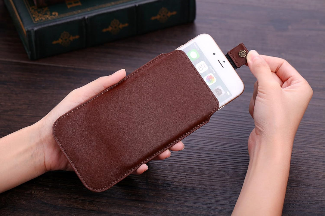 Cronus & Rhea® | Luxus Smartphone Tasche mit Zugband aus exklusivem Leder (Athena) | Hülle - Etui -