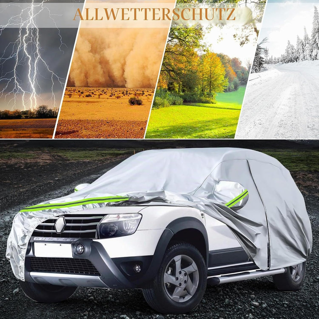 Autoabdeckung Passend für Dacia Duster 2010-2024, wasserdichte Vollgarage Autoplane mit Reissverschl