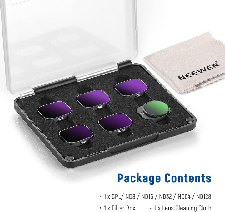 NEEWER ND Filter Set Kompatibel mit DJI Mini 3 Pro,Neutraldichtefilter Drohnenobjektiv Zubehör mit 6