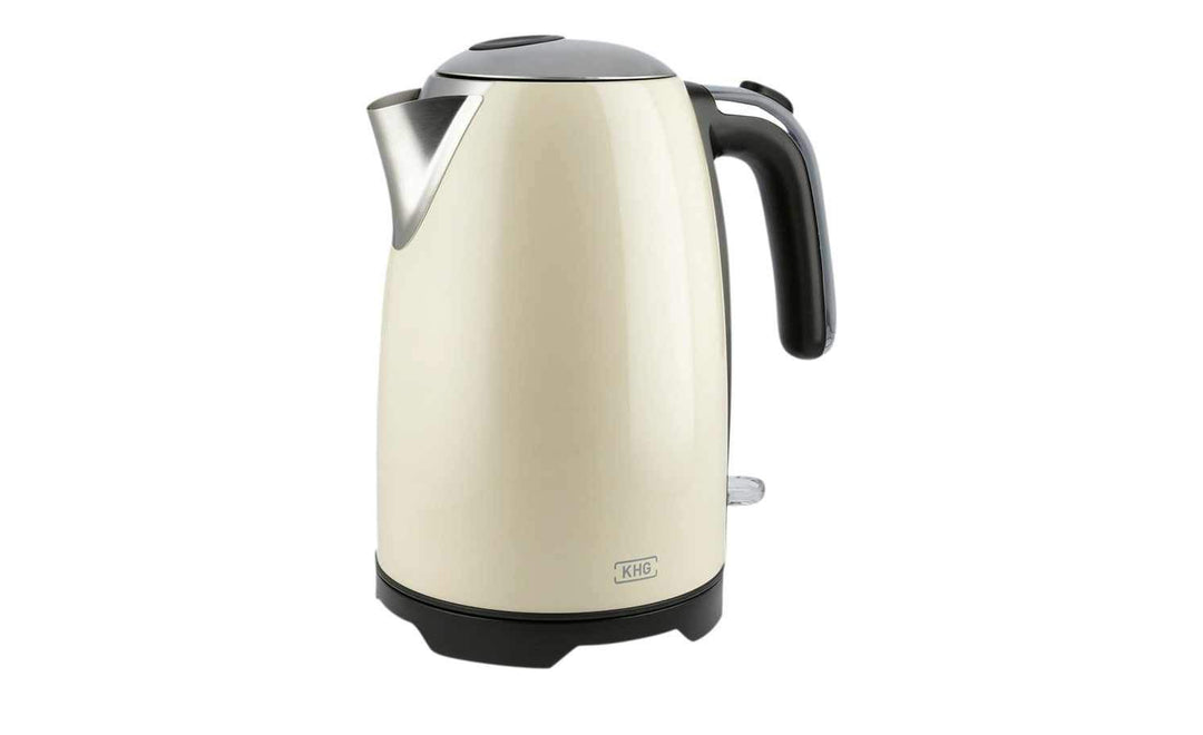 KHG Retro Wasserkocher WK-1714 CE Edelstahl creme beige 1,7 Liter, auswaschbarer Kalkfilter, Wassers