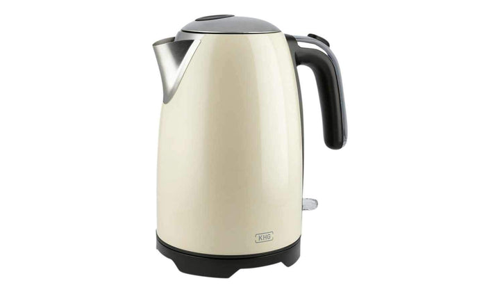 KHG Retro Wasserkocher WK-1714 CE Edelstahl creme beige 1,7 Liter, auswaschbarer Kalkfilter, Wassers