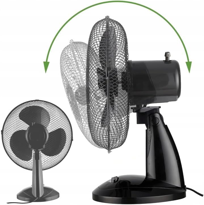 Tischventilator sehr Leise 20W, Ø 28 cm, Ventilator Klein mit Oszillation, 2 Stufen, Höhenverstellba