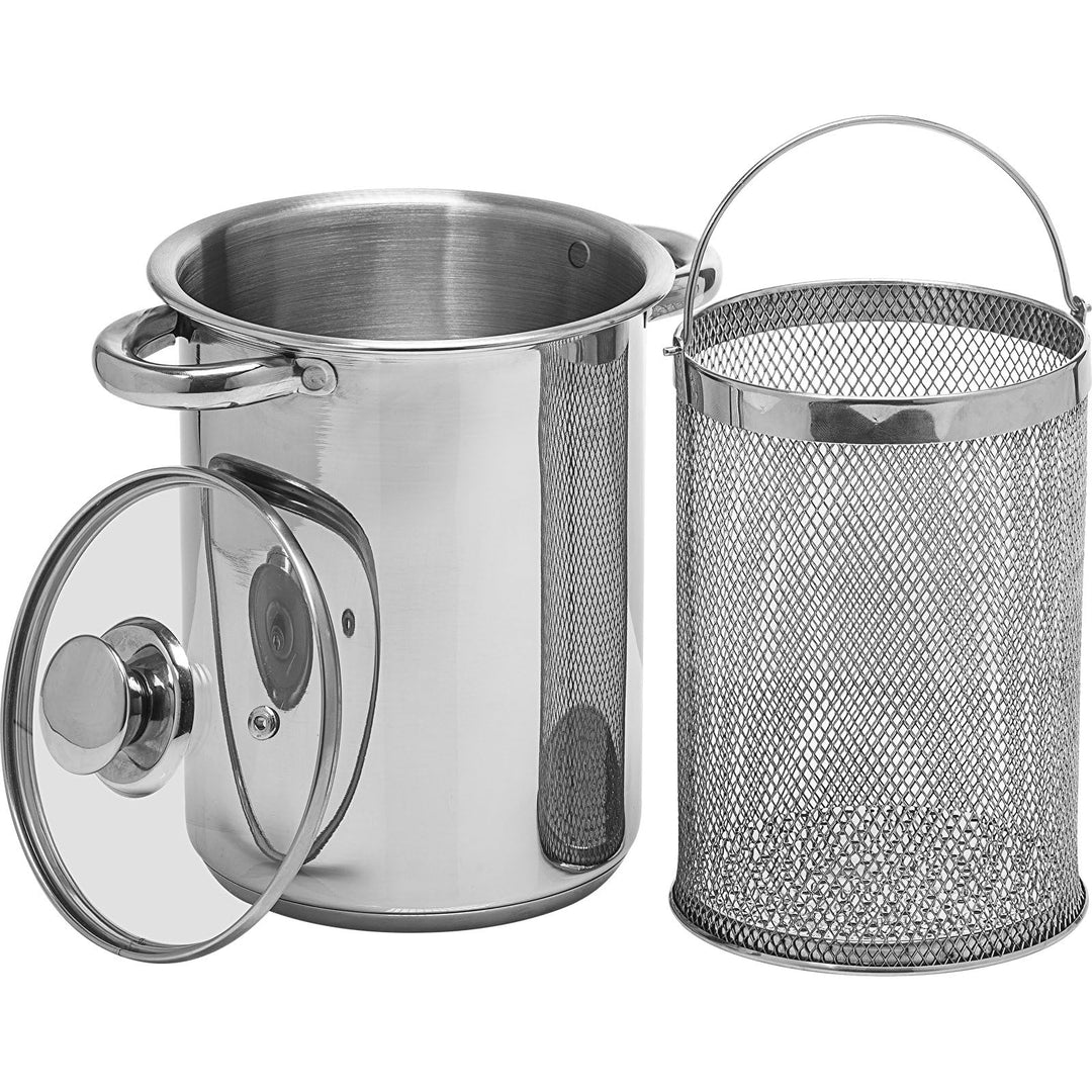 BROWIN® Rostfreier Spargeltopf 313500 mit Glasdeckel | 4 Liter | Pastatopf mit Siebeinsatz | für Ele