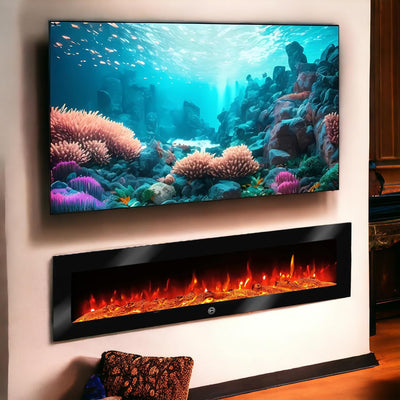 Elektrokamin Wandkamin Ben 250cm mit LED Flammensimulation - Farbwechsel - inkl. Fernbedienung, Time