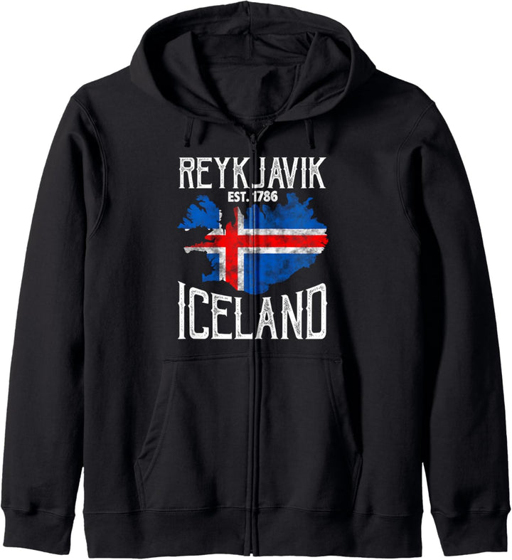 Vintages Reykjavik Island Flaggen-Geschenk Kapuzenjacke