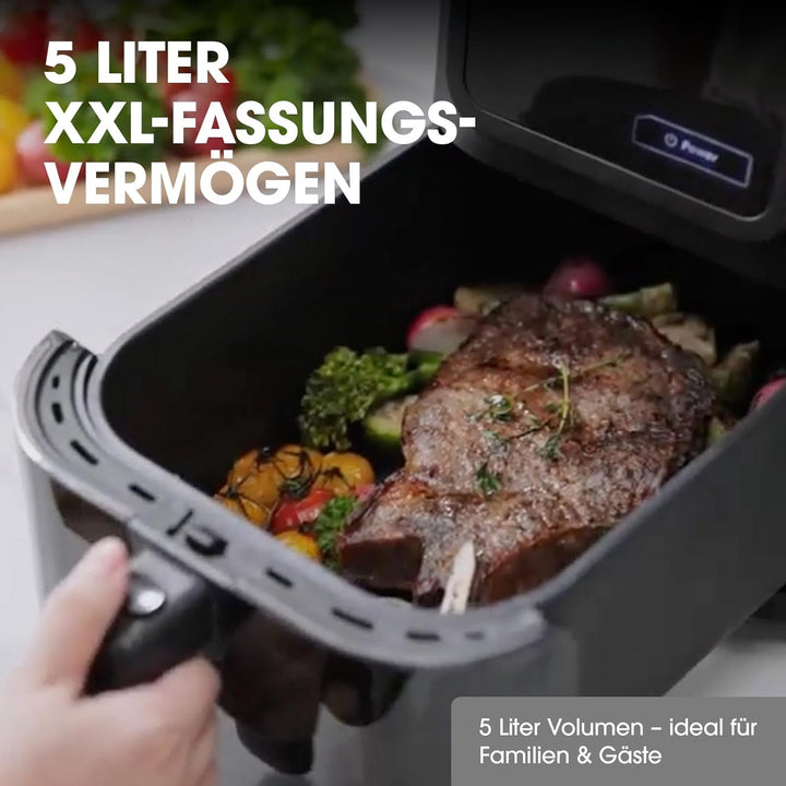 Livington Smart MultiFryer 5L - Heissluftfritteuse mit 6 Programmen - Air Fryer zum Frittieren, Back