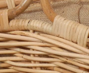 Tragekorb Holzkorb mit Griff Kaminholzkorb zum Tragen Brennholz Korb Träger aus Rattan mit Jute Stof