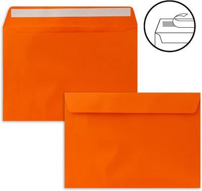 100x Briefumschläge DIN C5 Orange - 16,2 x 22,9 cm - Haftklebung - Edle Kuverts für grosse Einladung