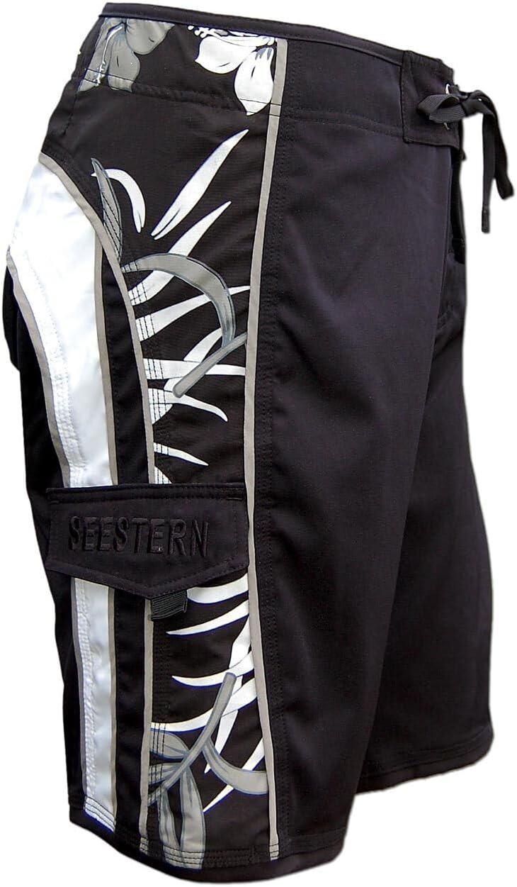 SEESTERN Herren Microstrech Boardshorts Surfshorts Boardshort Badehorts XS-3XL /2343 3XL Schwarz, 3X