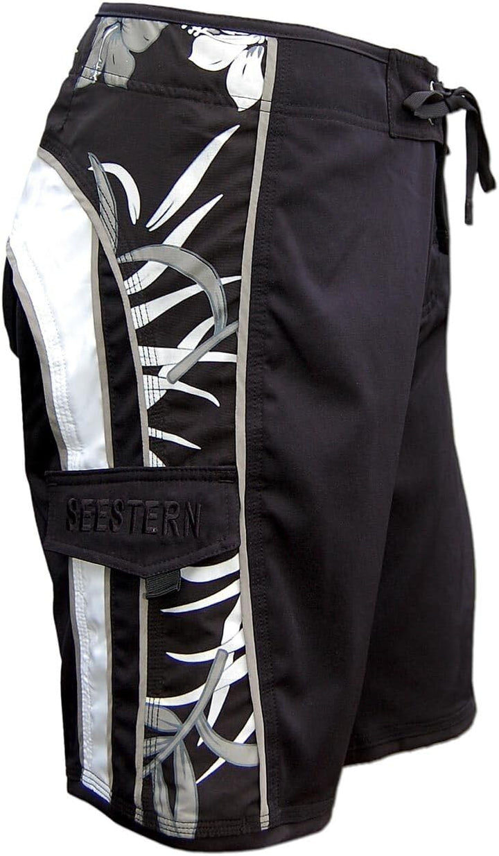 SEESTERN Herren Microstrech Boardshorts Surfshorts Boardshort Badehorts XS-3XL /2343 3XL Schwarz, 3X