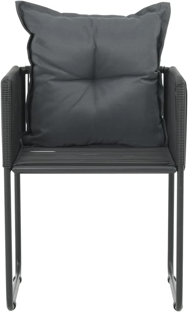 Gartenstühle 2 STK. mit Polstern Poly Rattan Schwarz BalkonmöBel Gartenstuhl StapelstüHle Rattan Gar