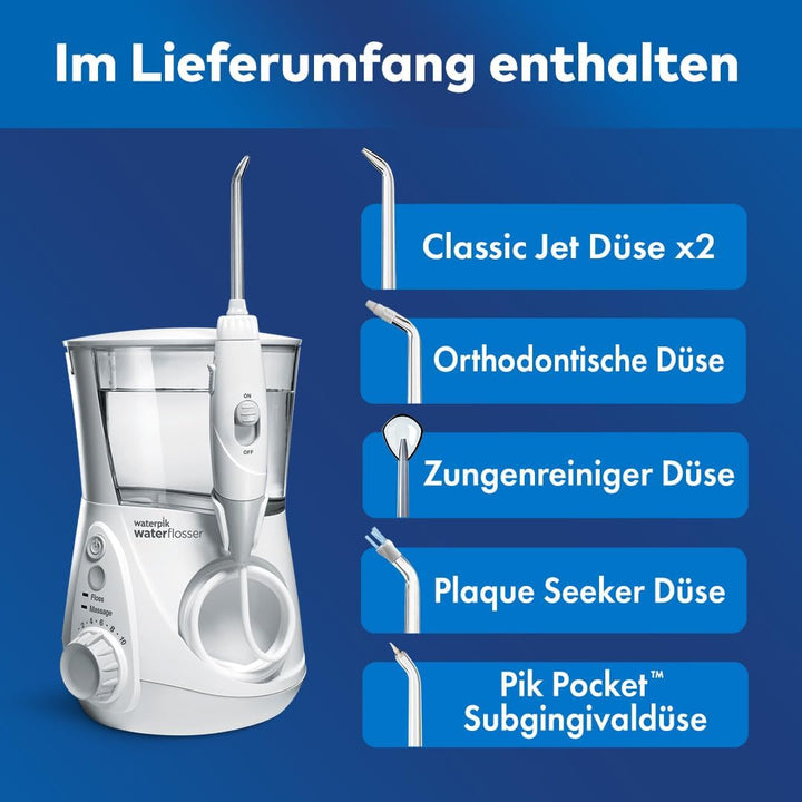 Waterpik Ultra Professional Waterflosser feststehende Munddusche mit 7 Aufsätzen, Druckbereich von 0