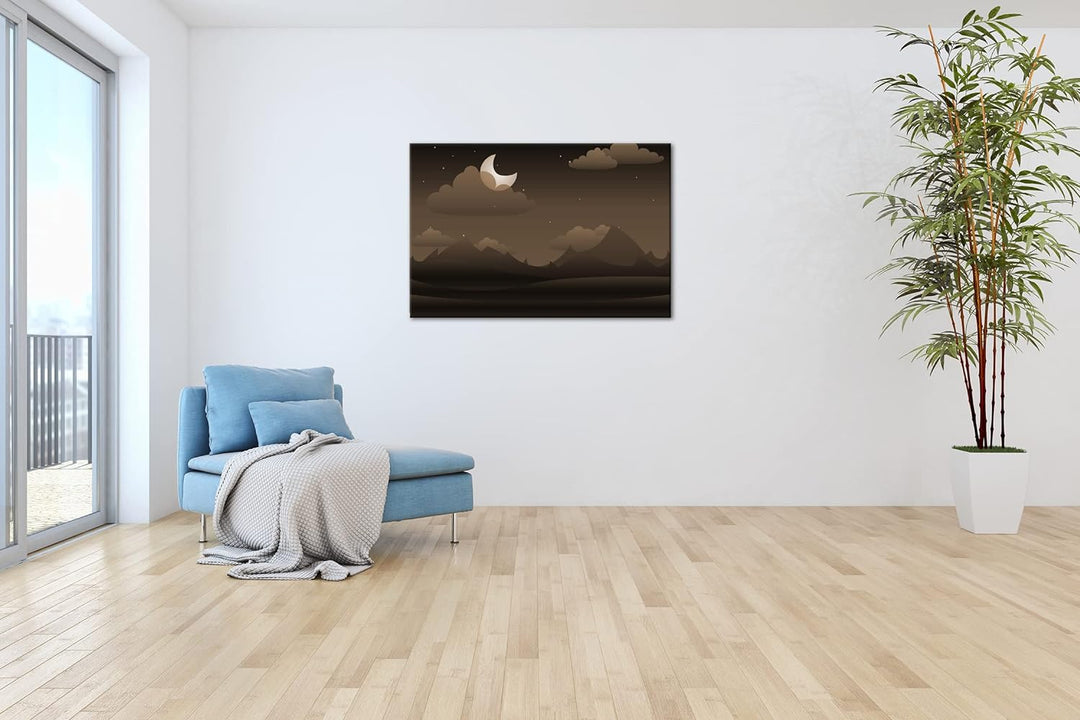 deyoli Landschaft bei Nacht Format: 80x60 Effekt: Sepia als Leinwandbild, Motiv fertig gerahmt auf E