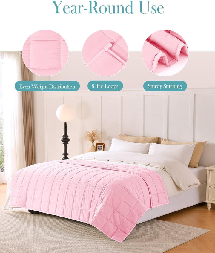 Sivio Gewichtsdecke 7kg Rosa 120x180cm | Atmungsaktiv &amp; leicht, Mikrofaser mit Glasperlenfüllung, Ga
