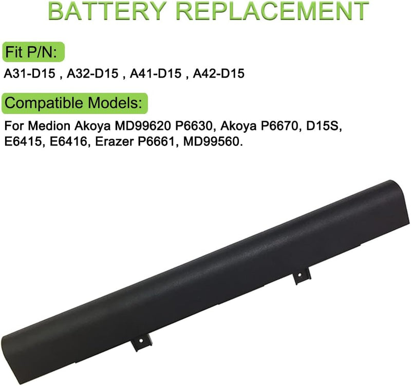 XITAIAN 14.52V 2600mAh 37Wh A41-D15 A31-D15 A32-D15 A42-D15 Ersatz Laptop Akku für Medion Akoya P667