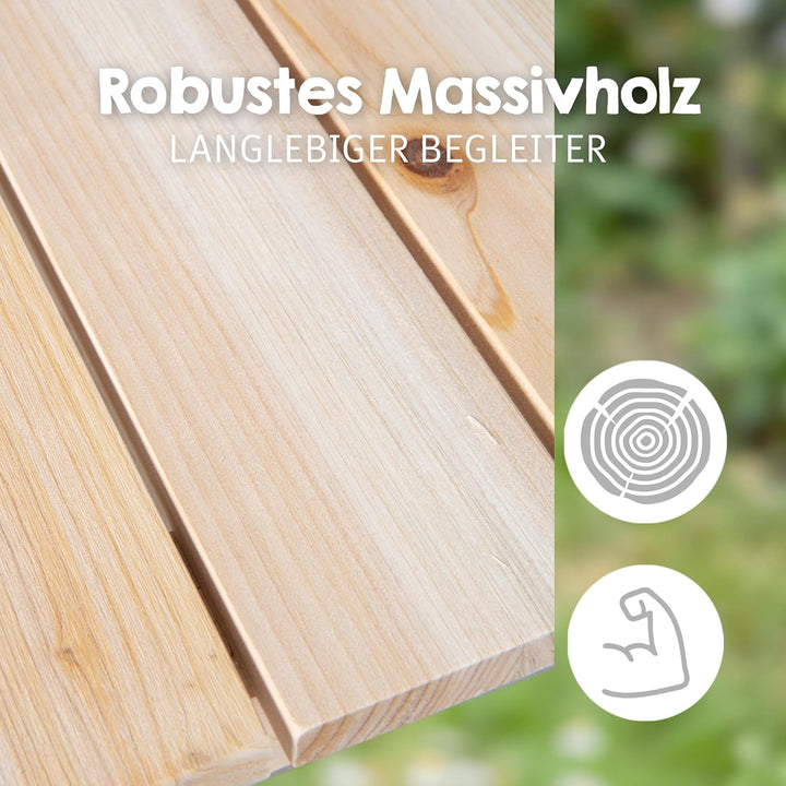 roba Kinder Outdoor+ Sitzgruppe "Picknick for 4" - Sitzgarnitur aus Massivholz - Natur