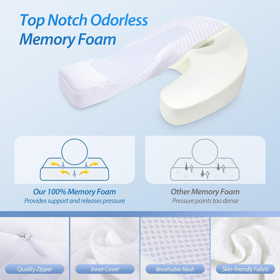 HOMCA Seitenschläferkissen U-förmiges Memory Foam Kopfkissen Ergonomisches Für Bauchschläfer und Sei