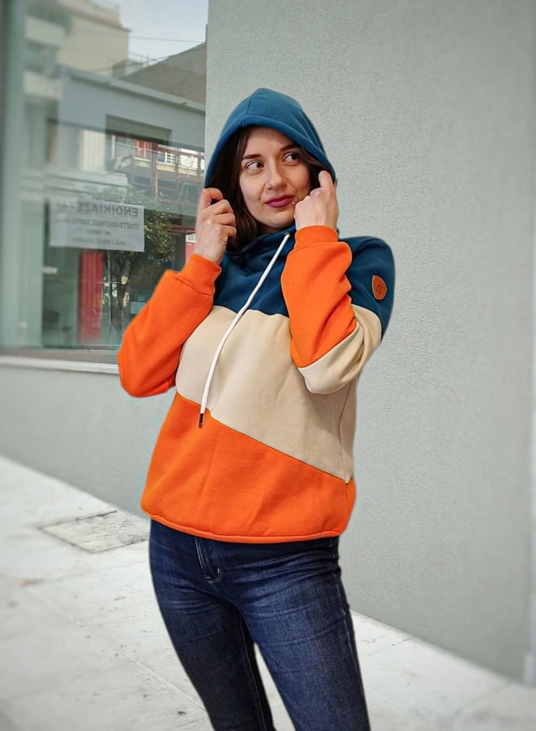 Dokotoo Damen Kapuzenpullover Stehkragen Hoodie Pullover Farbblock Sweatshirt Langarmshirt Oberteile