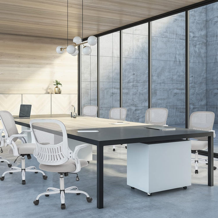 Sweetcrispy Büro-Computer-Schreibtischstuhl, ergonomischer Mid-Back Mesh Rollstuhl mit Rollen, beque
