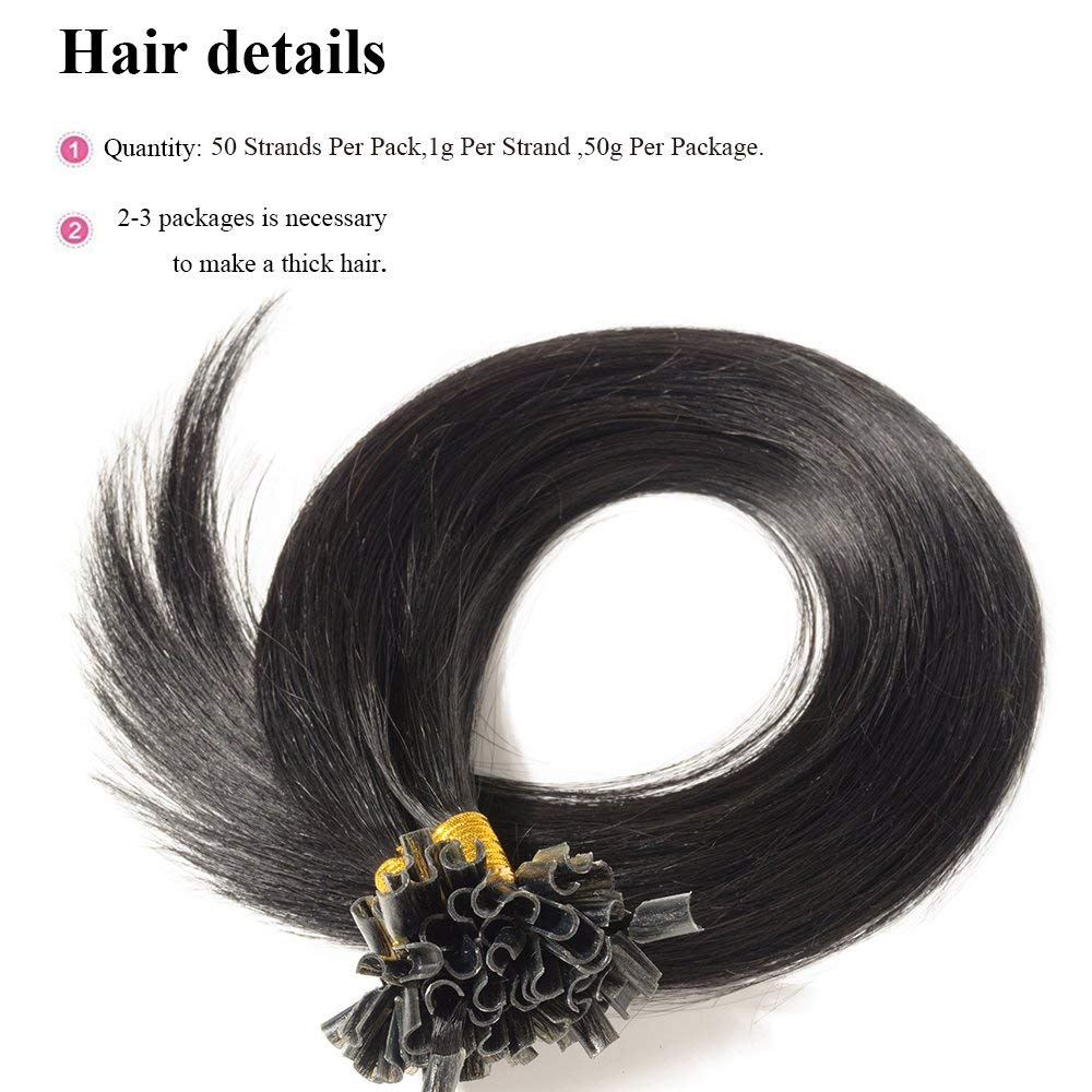 Bondings Extensions Echthaar 1G/Strähnen Keratin U-Tip Remy Human Hair Haarverlängerung 50 Strähnen