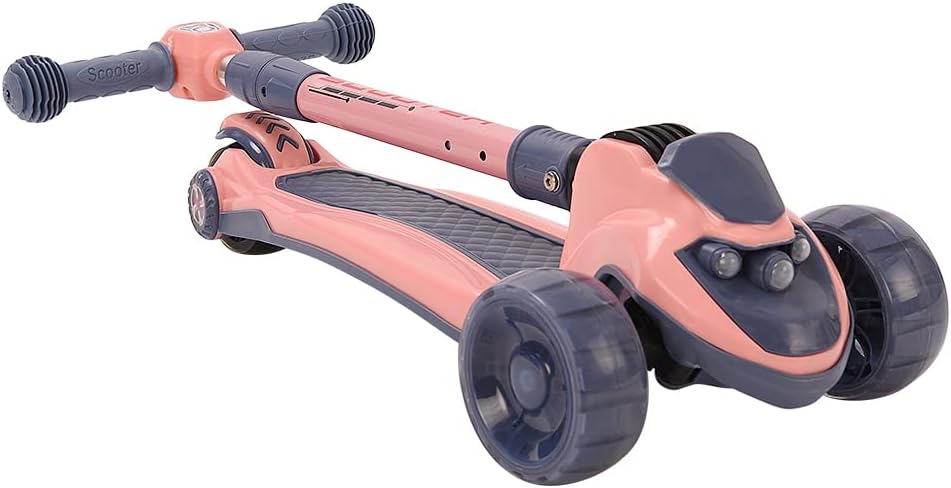 Tretroller mit 3 Rädern für Scooter, faltbar, bunt | rutschfeste Brücke höhenverstellbar mit LED-Lic