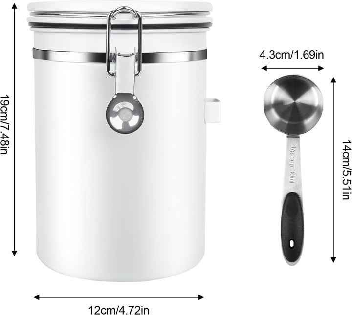 Luftdichte Kaffeedose aus Edelstahl (weiss)-1.8L, Weiss