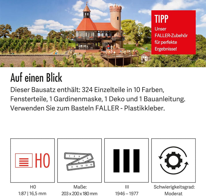 Faller Schlossberg-Stüble Modellbausatz mit 324 Einzelteilen 203 x 200 x 180 mm I Modelleisenbahn Zu