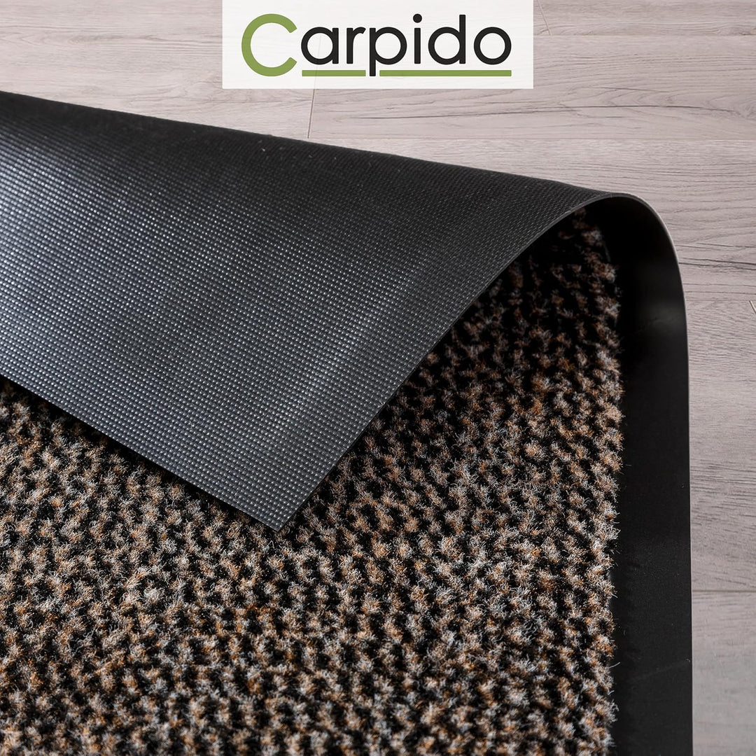 Carpido Fussmatte 60 x 80 cm Braun meliert für den Innenbereich - Klassischer Türvorleger schnelltro