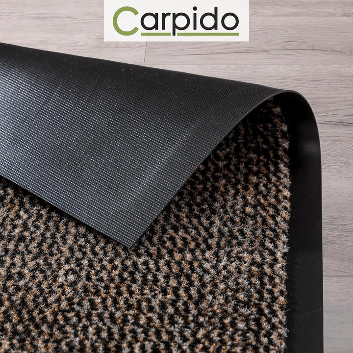 Carpido Fussmatte 60 x 80 cm Braun meliert für den Innenbereich - Klassischer Türvorleger schnelltro