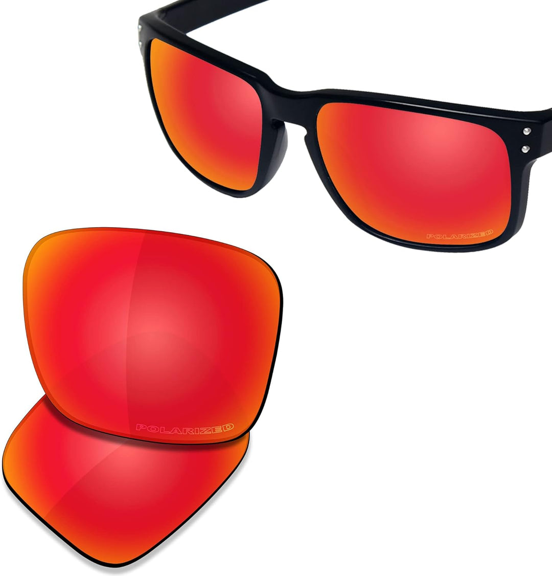 Saucer Premium Ersatzgläser für Oakley Holbrook XL OO9417 Sonnenbrillen High Definition - Fire Red P