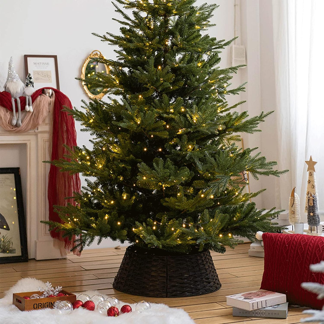 Weihnachtsbaum-Kragen-Rock, Nordische Retro-Dekoration-Basis, Rattan-Wicker-Xmas-Baum-Kragen-Korb-Ri
