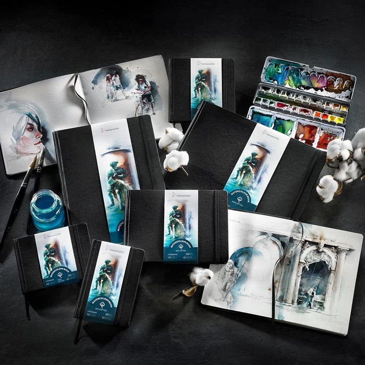 Hahnemühle Watercolour Book 100% Cotton, 250g/m², matt, oberflächengeleimt, 30 Blatt/60 Seiten, Aqua