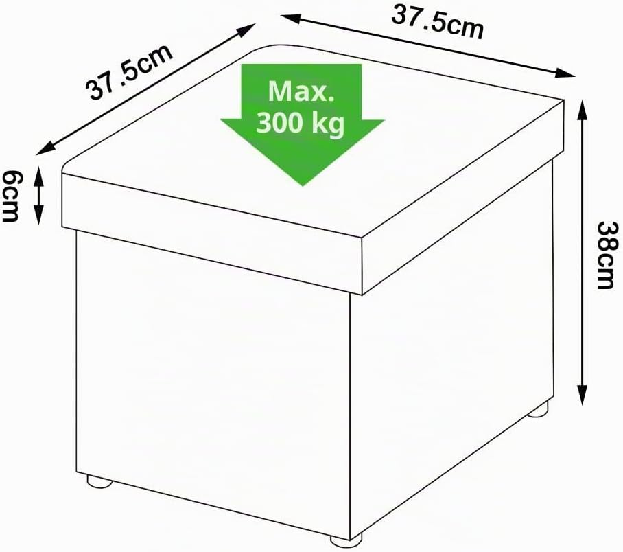 dibea Sitzhocker Klapphocker Sitzbank Aufbewahrungsbox 38x38x38 cm, grau, Grau