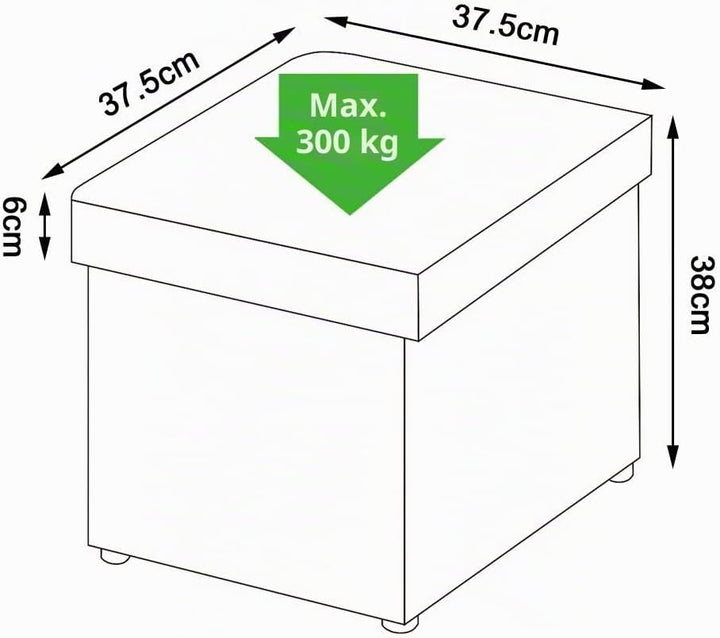dibea Sitzhocker Klapphocker Sitzbank Aufbewahrungsbox 38x38x38 cm, grau, Grau