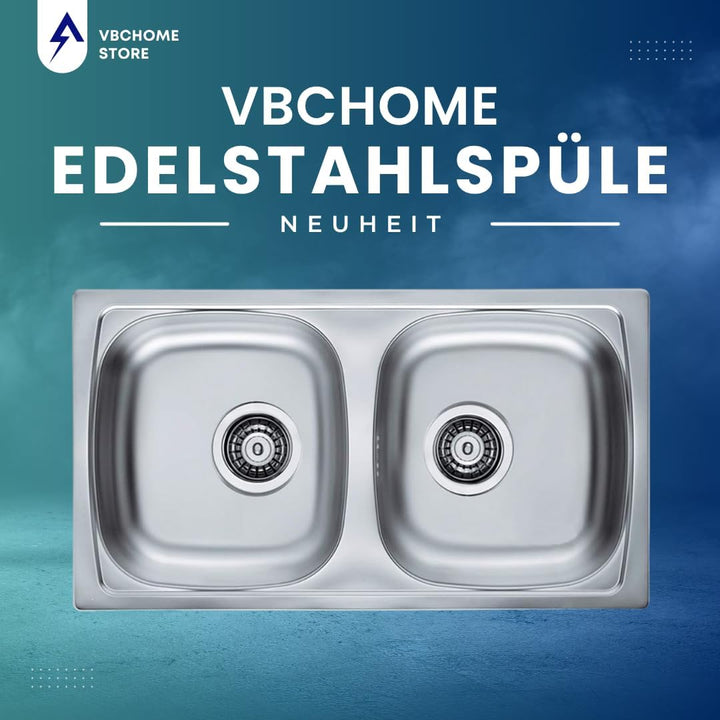VBChome: Doppelbecken Einbauspüle 780 x 435 mm Camping Küchenspüle - Satinstruktur Alveus Basic 160