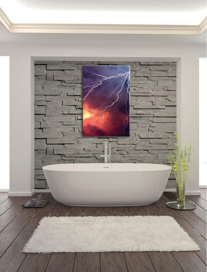 Blitze und Gewitter, Format: 100x70 auf Leinwand, XXL riesige Bilder fertig gerahmt mit Keilrahmen,