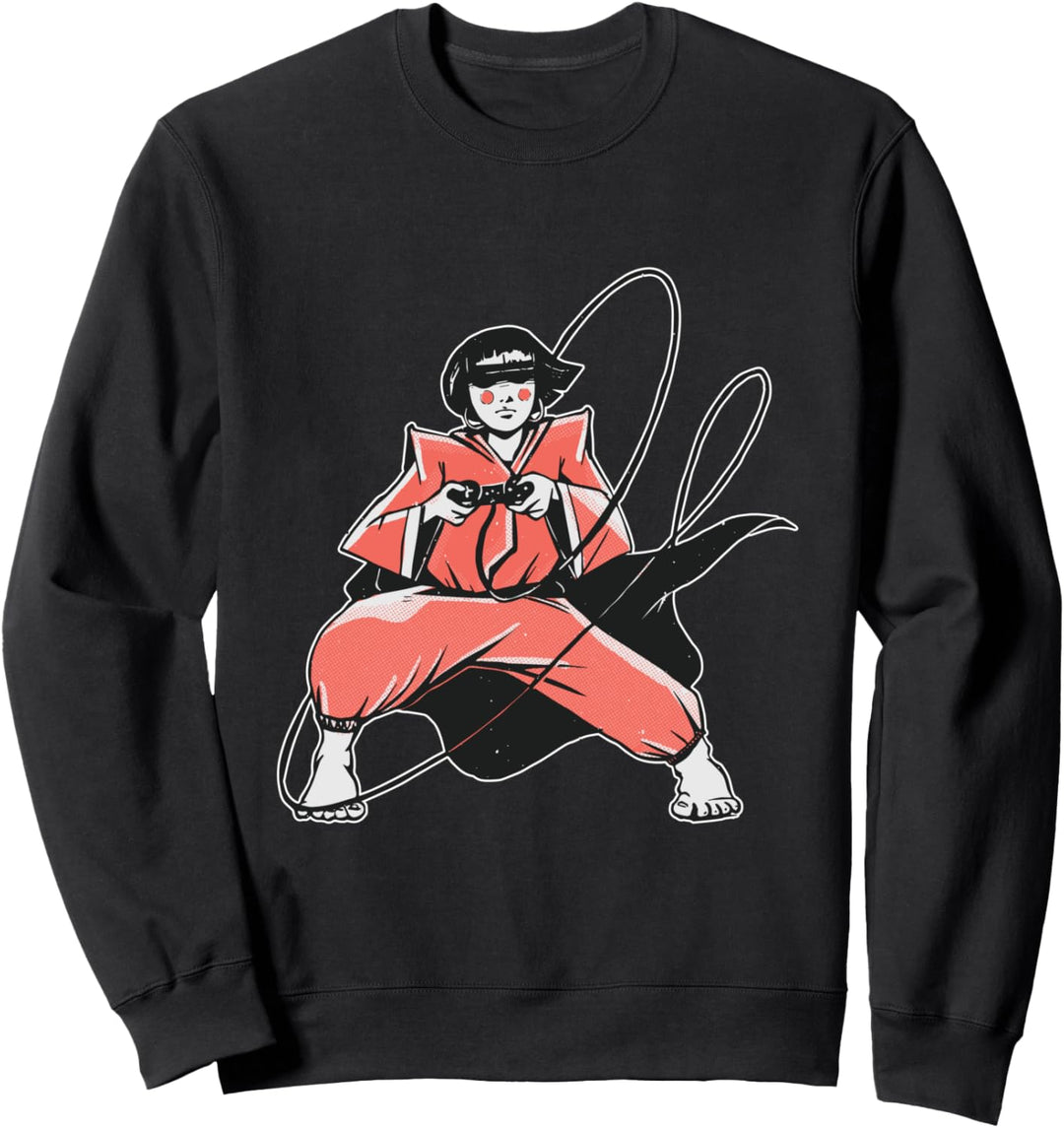 Cooles Samurai Gamer Girl l Japanische Videospielgrafik Sweatshirt