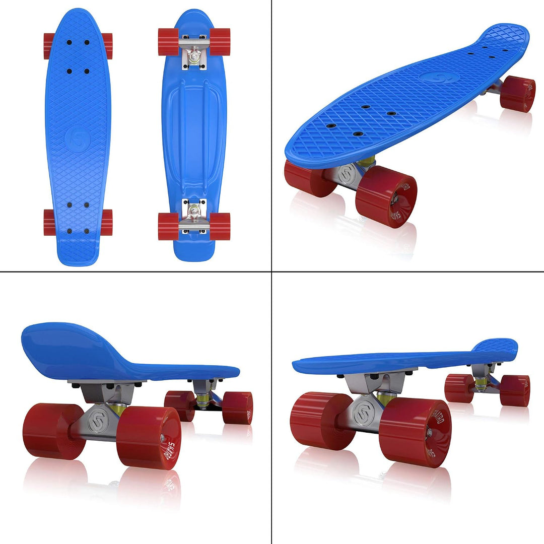 Skatro - Mini-Cruiser-Skateboard. 22 Zoll Kunststoff-Board im Retro-Stil, komplett mit Blue Ocean, B