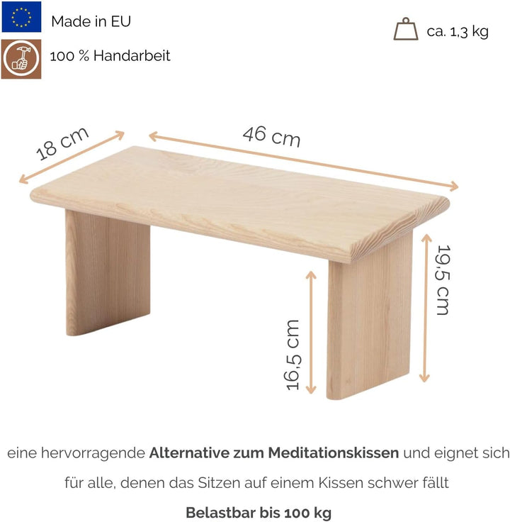 Bodhi Meditationsbank aus Holz (Buche) | Yoga Hocker aus Holz | Kniesitz Medibank für eine Tiefe Med