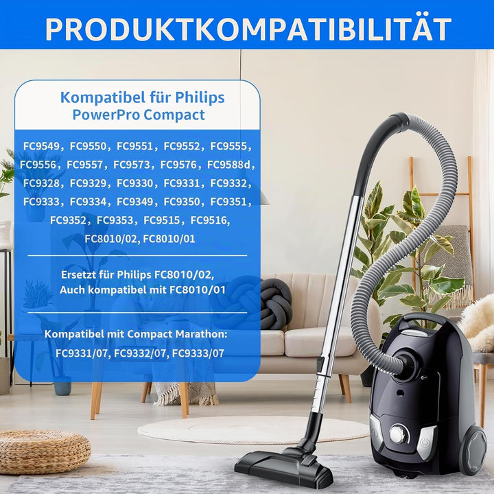 5 Stück Staubsauger Filter für Philips Power Cyclone 5 Filter, Kompatibel mit Power Pro Compact, Act