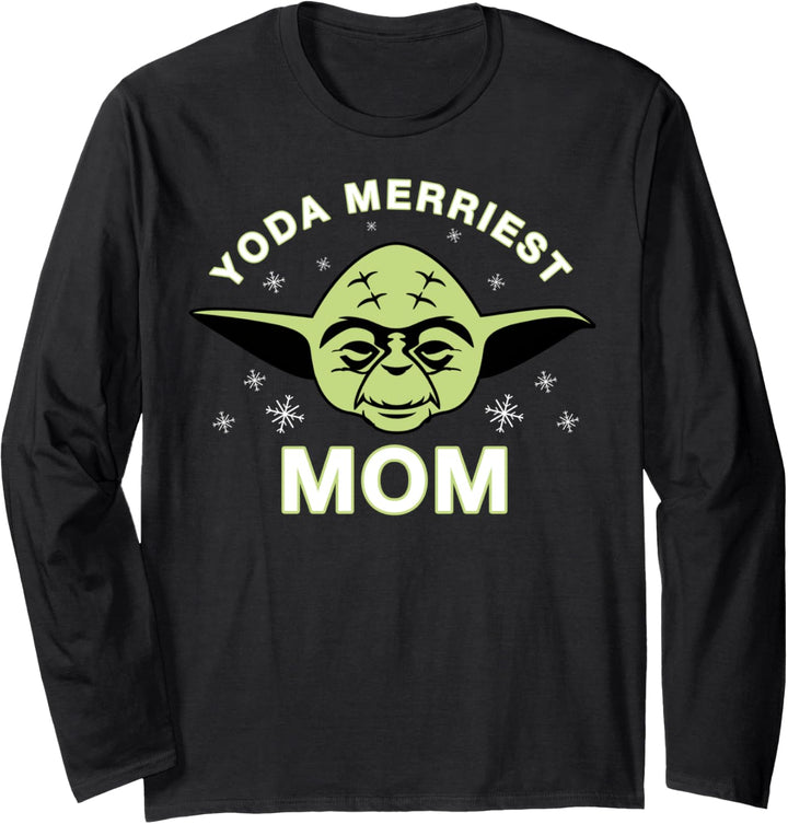 Star Wars Christmas Yoda Merriest Mom Langarmshirt