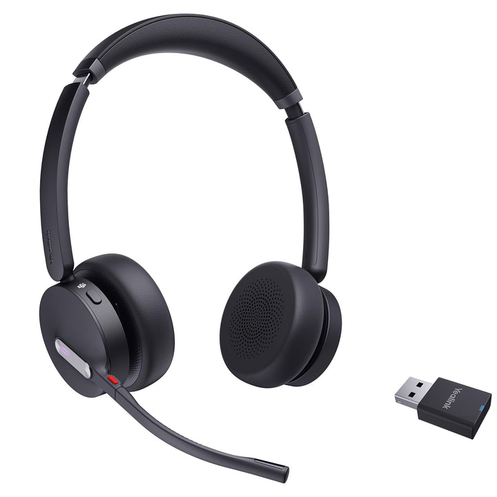 Yealink WH64 Hybrid DECT & Bluetooth Kabelloses Headset mit 3 Mikrofon für die Arbeit mit Dongle, 49