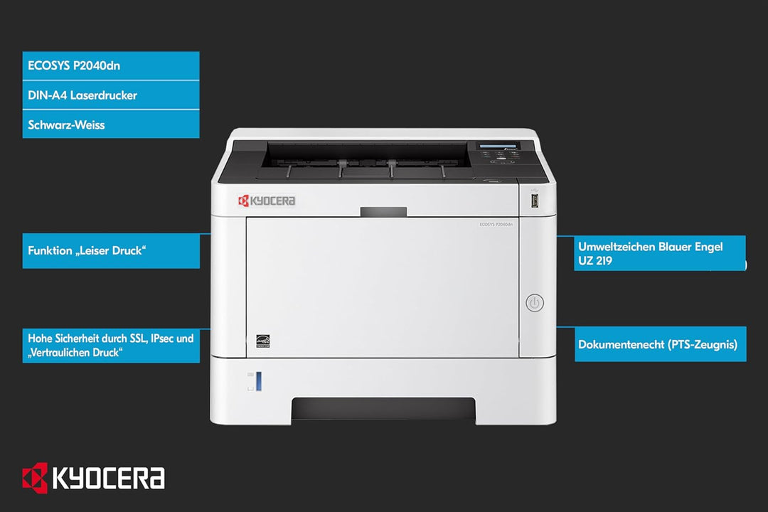 Kyocera Klimaschutz-System Ecosys P2040dn Laserdrucker: Schwarz-Weiss, Duplex-Einheit, 40 Seiten pro
