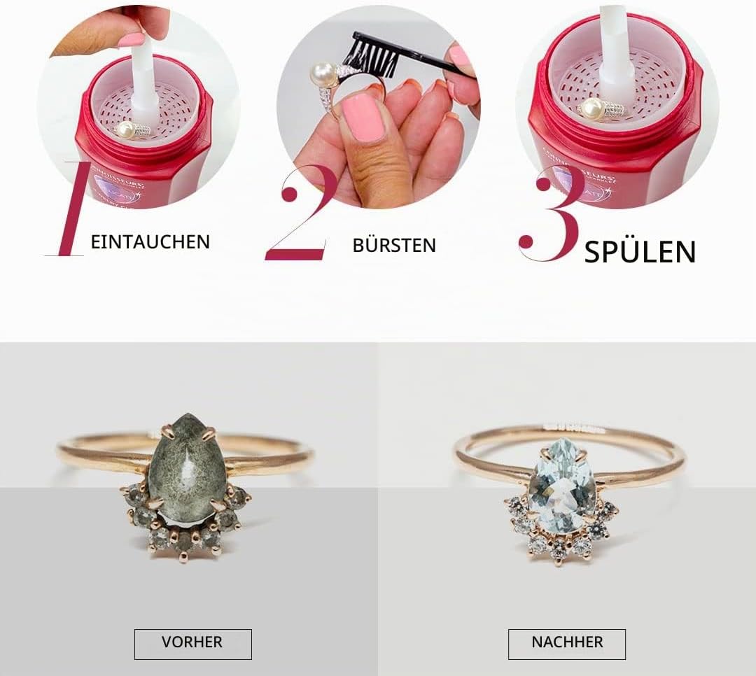 Connoisseurs Silberputzmittel Schmuckreinigungsset | Schmuckreiniger mit Gold- &amp; Silberpoliertuch |